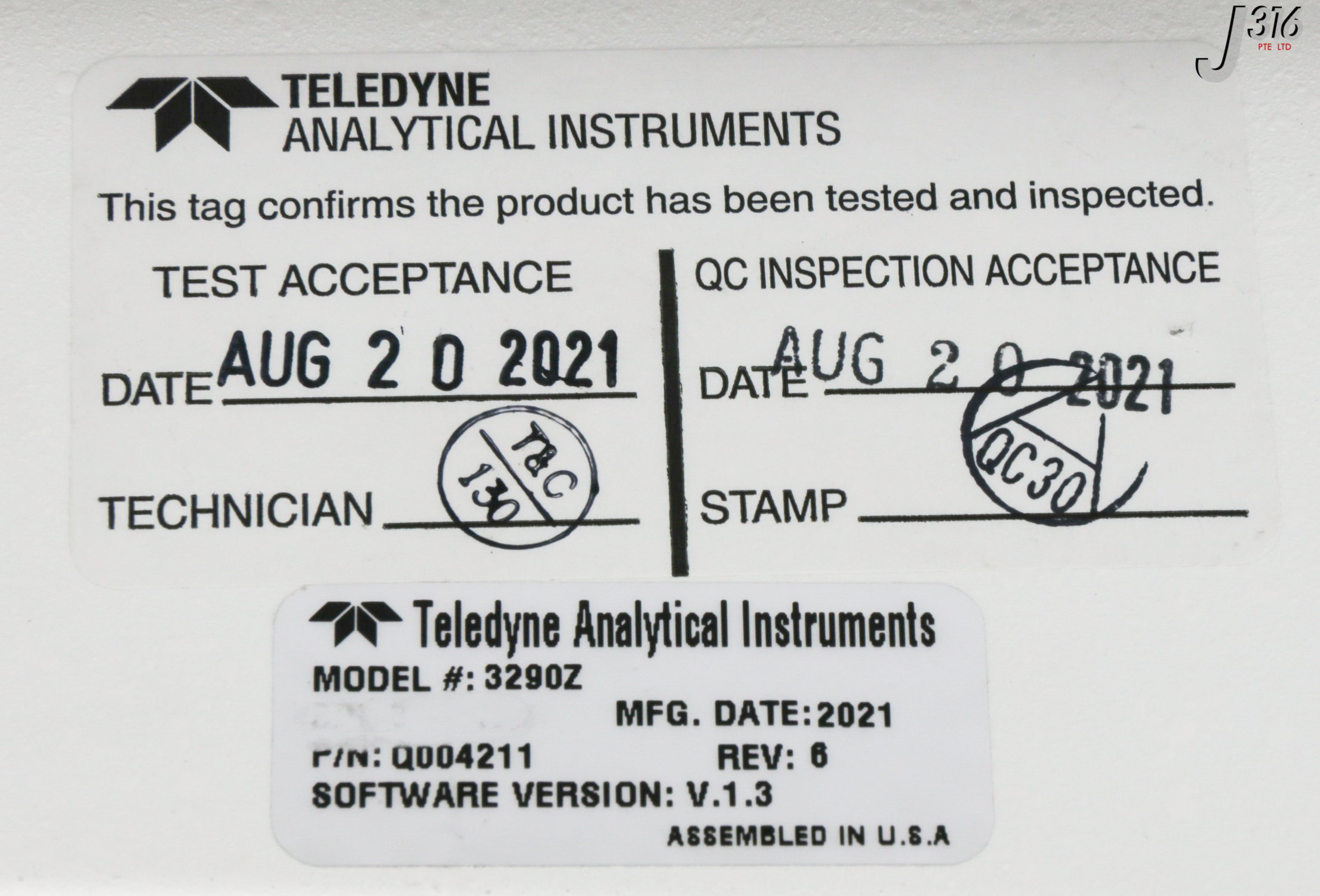 29857 TELEDYNE PERCENT OXYGEN ANYLYZER, MODEL 3290 W/ PROBE REMOTE